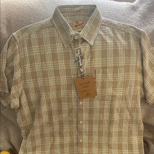 Newport Men's Beige Plaid Button Down Shirt